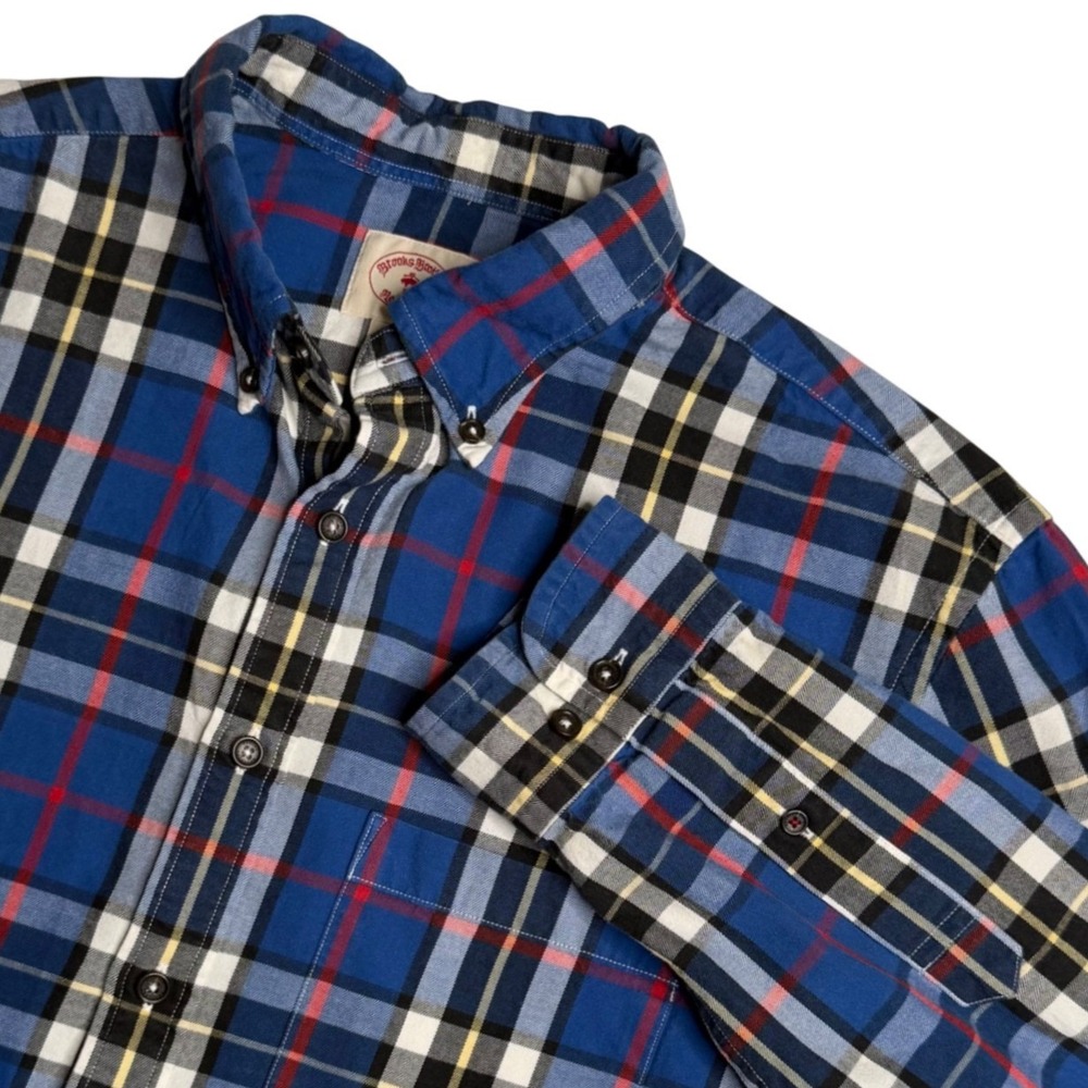 Brooks Brothers Red Fleece Plaid Button Down Blue Red‎ Shirt Men's Large